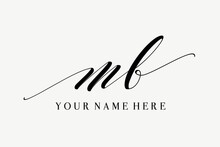 MB Monogram Logo.Calligraphic Signature Icon.Lowercase Letter M, Letter B.Lettering Sign Isolated On Light Fund.Wedding, Fashion, Beauty Alphabet Initials.Handwritten, Decorative Style Characters.