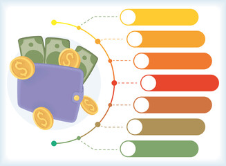 Sticker - wallet with money infographic