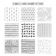 © katya.babkina - Vector set of 9 seamless patterns. Hand-drawn collection of textures for fabric, textile and linen, decoration and invitation, wallpaper, pattern fills or web page background, gift and wrapping paper