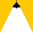 Home lamp isolated on yellow background. Black lamp with white light. Minimalistic banner design. Vector