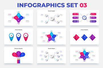 Set of the infographic elements. Flowcharts, cycle diagrams, pencils and other abstract elements.