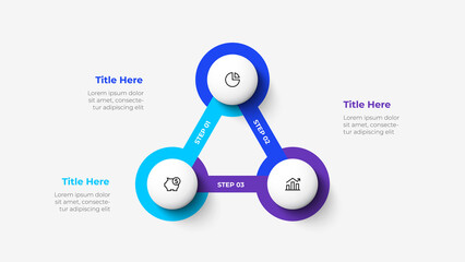 Leinwandbilder - Design concept of 3 steps or parts of business cycle. Infographic design template. Business data visualization.