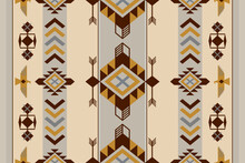 Ethnic Pattern And Seamless Textures, Navajo Native American, Abstract Geometric Print, Rustic Decorative Ornament, Patterns Of Fabrics For Textiles And Apparel, Home Decoration And Art Vintage Style.