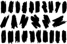 Paquete De Manchas De Pinceles Estilo Grunge En Color Negro Sobre Fondo Blanco, Elegante Y Decorativo Fondo De Pinceladas Y Brochazos Silueta De Pincel Y Pintura