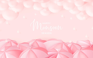 Wall Mural - Cute umbrella for monsoon season