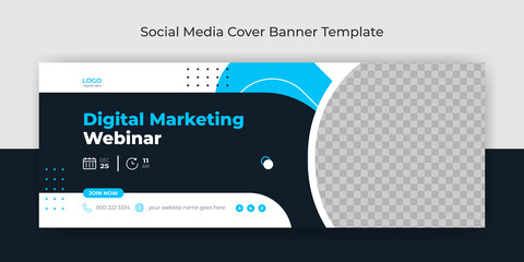Wall Mural - Digital Marketing Webinar Social media  Facebook cover web banner template