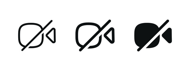 Poster - no video camera icon for streaming , facetime icons video call symbol -  recording not allowed - video cam off icon button - no record camera icon, filled, line, outline icons 