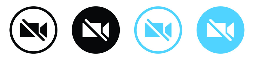 Poster - no video camera icon for streaming , facetime icons video call symbol -  recording not allowed - video cam off icon button - no record camera icon, filled icons