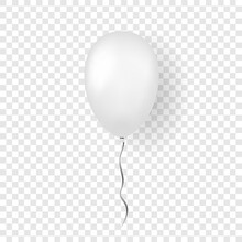 Balloon 3D Icon, Isolated On White Transparent Background. Baloon Mockup For Halloween Party Celebration. Realistic Silver Design. Helium Gift Ballon With Ribbon Glossy Decoration. Vector Illustration
