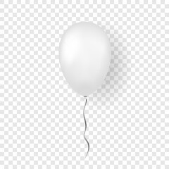 Sticker - Balloon 3D icon, isolated on white transparent background. Baloon mockup for Halloween party celebration. Realistic silver design. Helium gift ballon with ribbon Glossy decoration. Vector illustration