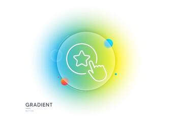 Loyalty star line icon. Gradient blur button with glassmorphism. Bonus points. Discount program symbol. Transparent glass design. Loyalty star line icon. Vector