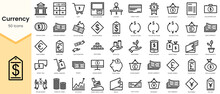 Set Of Currency Icons. Simple Line Art Style Icons Pack. Vector Illustration