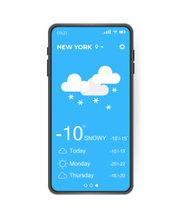 Wall Mural - weather application user interface. ui, ux elements. realistic smartphone with weather app. vector i