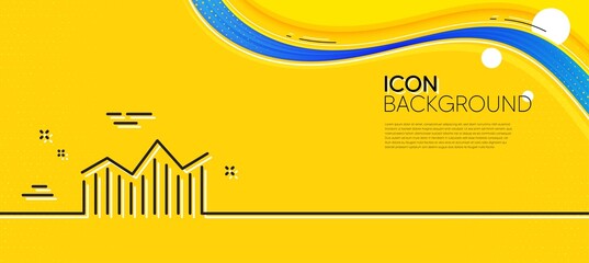 Poster - Financial chart line icon. Abstract yellow background. Economic graph sign. Stock exchange symbol. Business investment. Minimal money diagram line icon. Wave banner concept. Vector