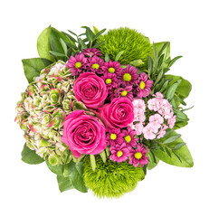 Poster - Bouquet fresh pink roses decoration white background