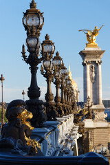 Poster - The lampposts of famous Alexandre III bridge , Paris, France