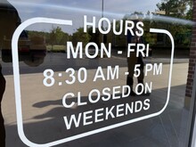 Retail Store Store Hours Glass Door Sign