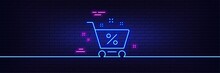 Neon Light Glow Effect. Loan Shopping Cart Line Icon. Discount Percent Sign. Credit Percentage Symbol. 3d Line Neon Glow Icon. Brick Wall Banner. Loan Percent Outline. Vector