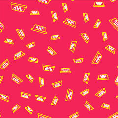 Sticker - Line Taxi car roof icon isolated seamless pattern on red background. Vector