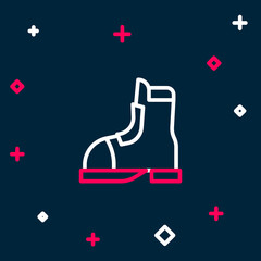 Sticker - Line Hunter boots icon isolated on blue background. Colorful outline concept. Vector