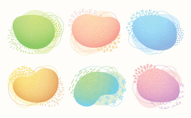 Wall Mural - Set of abstract modern geometric shapes banners. Fluid pastel colors gradient dynamic elements.