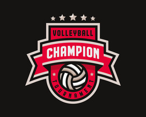 Wall Mural - Volleyball logo design, emblem tournament template editable for your design.