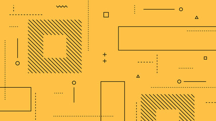 Wall Mural - modern abstract background with retro memphis elements and pastel yellow color