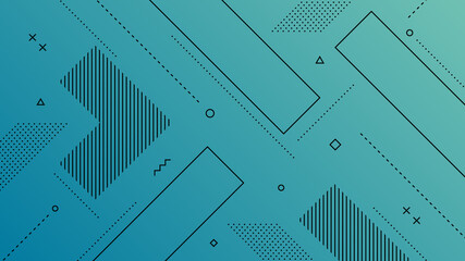 Wall Mural - modern abstract background with retro memphis elements and light blue gradient color