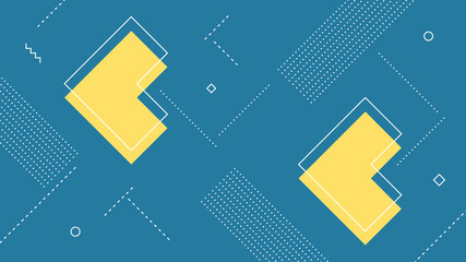 Wall Mural - modern abstract background with retro memphis elements and pastel blue yellow color