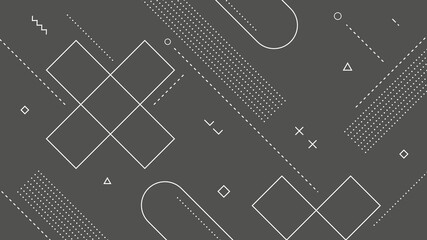 Wall Mural - modern abstract background with retro memphis elements and dark gray color