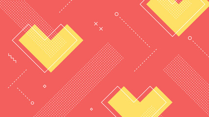 Wall Mural - modern abstract background with retro memphis elements and pastel red pink yellow color