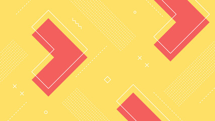 Wall Mural - modern abstract background with retro memphis elements and pastel red pink yellow color