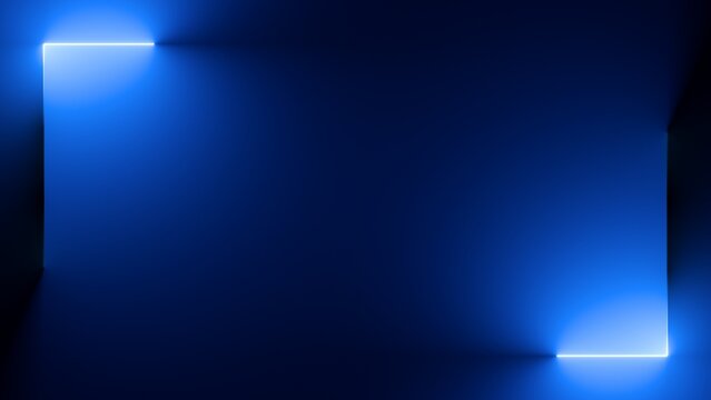 Wall Mural -  - 3d render, abstract blue neon background
