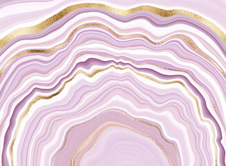 Wall Mural - Agate geode stone background print design with natural mineral texture and gold waves.