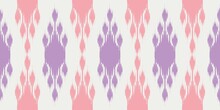 Motif Ethnic Handmade Beautiful Ikat Art. Ethnic Abstract Pink, Purple Background Art. Folk Embroidery, Peruvian, Indian, Asia, Moroccan, Turkey, And Uzbek Style. Aztec Geometric Art Ornament Print.
