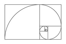 Golden Ratio Spiral. Geometric Ideal Proportion, Divine Sections Template On White Background. Mathematics Symmetry Shapes, Geometry Grid, Vector Illustration