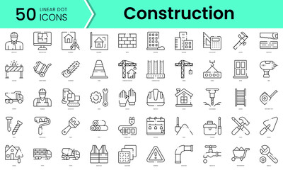 Wall Mural - Set of construction icons. Line art style icons bundle. vector illustration