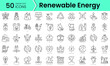 Set of renewable energy icons. Line art style icons bundle. vector illustration