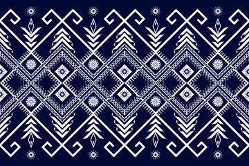 Abstract ethnic geometric pattern design for background, wallpaper, Batik, fabric and Embroidery style vector. Seamless striped pattern in Aztec style.