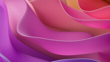 Trendy, Pink And Purple Layers With Waves. Abstract 3D Background.