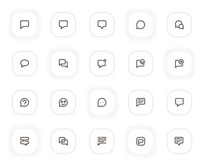 Leinwandbilder - Messages and chat line icons set. Bubble, dialogue, communication, comment, text, discussion. Vector outline pictograms for web and ui, ux mobile app design. Editable Stroke. 24x24 Pixel Perfect.