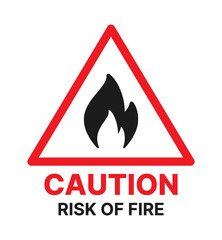 Wall Mural - Caution Risk Of Fire Sign. Flame sign vector isolated on white background.