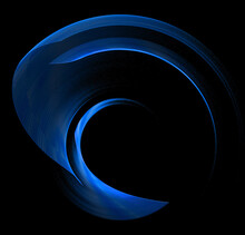 Blue Arched Elements Rotate And Create A Frame On A Black Background. Icon, Logo, Symbol, Sign. 3d Rendering. 3d Illustration.