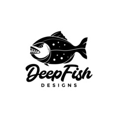 Wall Mural - simple black fish isolated piranha danger logo design vector graphic symbol icon illustration creative idea