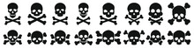 Skull And Bones Vector Icon Set. Danger Illustration Sign Collection. Poison Symbol Or Logo.