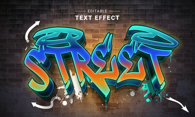 Editable Graffiti Text Effect. Wall Art Sign Style