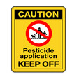 Caution, pesticide applications. Keep off. Warning and prohibition sign.