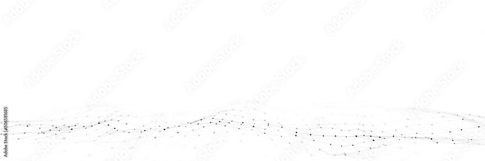 Dynamic wave with connected dots and lines on a white background ...
