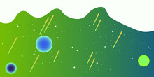 Galaxy Space Green Abstract Background With Star And Comet Shapes Vector