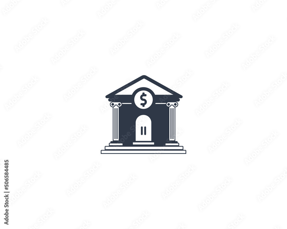 Bank vector flat emoticon. Isolated Bank emoji illustration. Bank icon ...